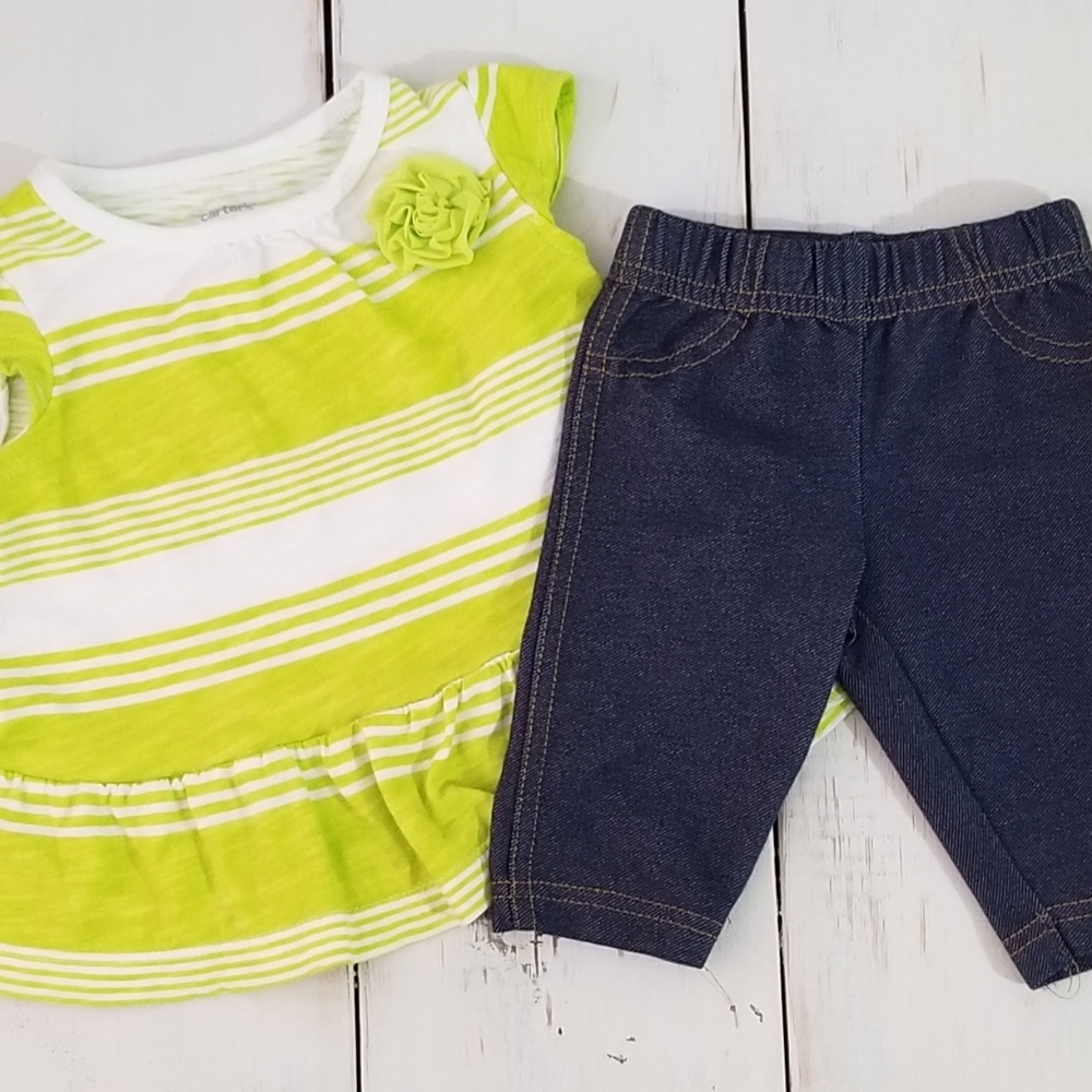 Carter's 2-pc Faux Denim Flower Outfit